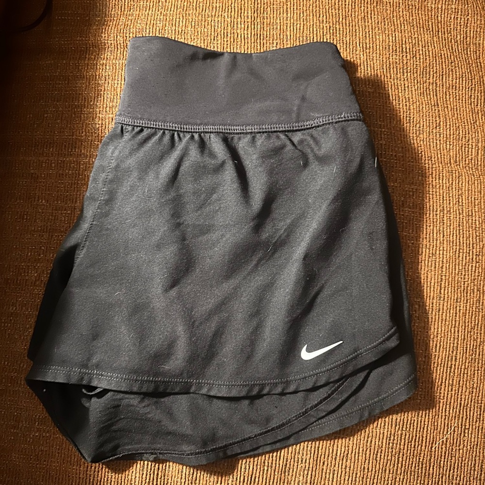 Nike Black Skorts with Elastic Waistband and Flared Hem